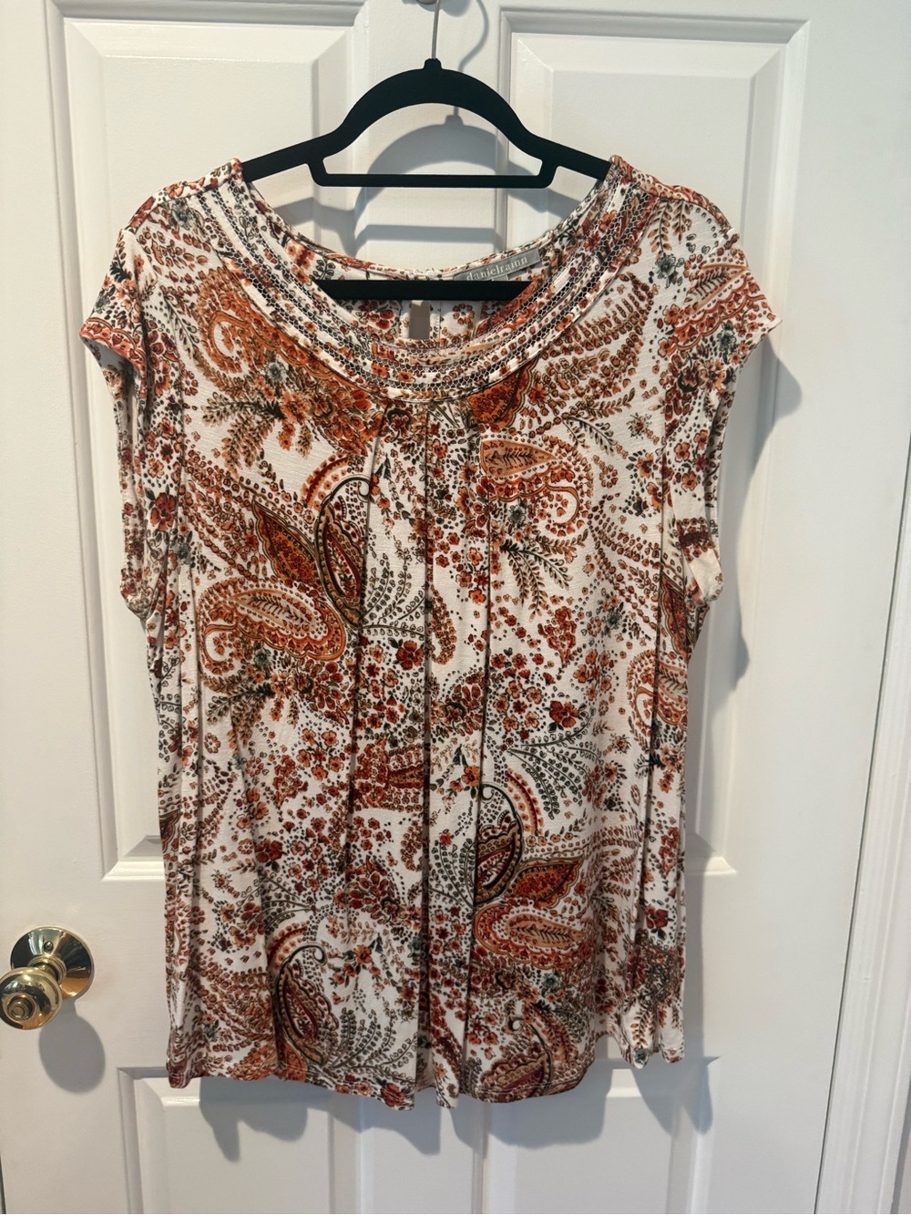 Daniel Rainn Paisley Print Cap Sleeve Top 1X